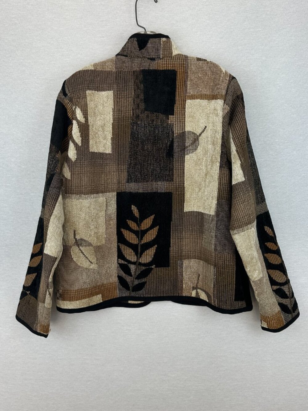 COLDWATER CREEK VINTAGE TAPESTRY FABRIC COLOR BLOCK LEAF PATCHWORK DESIGN SIZE S - Picture 4 of 9